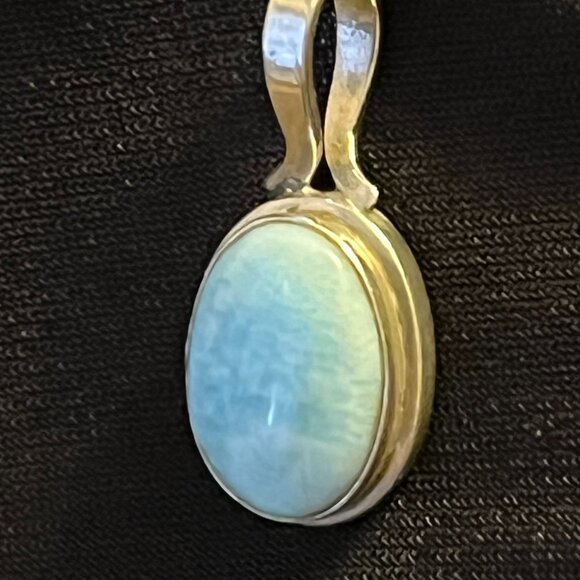 Genuine Larimar & Sterling Silver Pendant on Italian Sterling Silver Chain - Picture 3 of 16